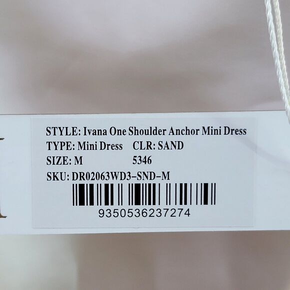 NWT MESHKI Ivana Ivory Sand Satin Halter Slinky Backless Mini Dress Tieback M - Picture 5 of 12